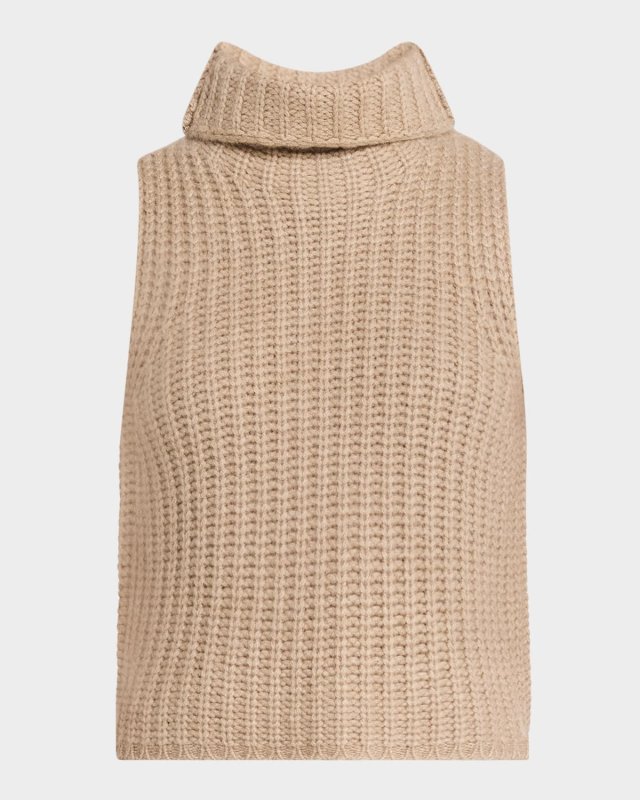 Cashmere Cropped Turtleneck Sweater Vest